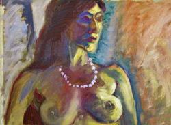 Studie naar model in twee sessies, olieverf. Life study after model. Oilpaint in two sessions.